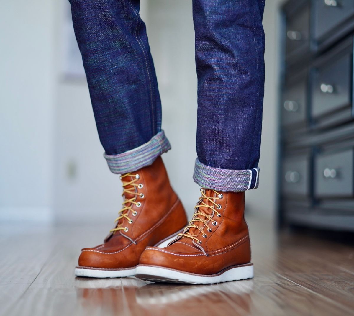 Photo by patinatimes on October 30, 2024 of the Red Wing 8-Inch Classic Moc in S.B. Foot Oro Legacy.