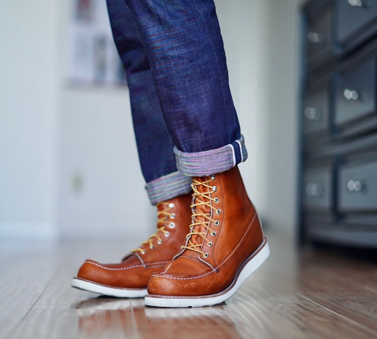 Photo by patinatimes on October 30, 2024 of the Red Wing 8-Inch Classic Moc in S.B. Foot Oro Legacy.