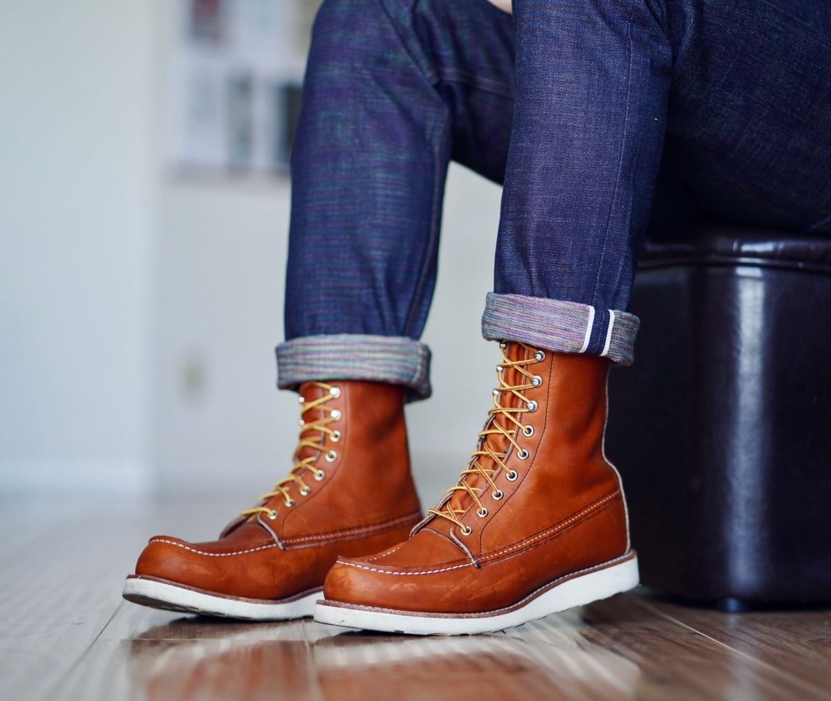 Photo by patinatimes on October 30, 2024 of the Red Wing 8-Inch Classic Moc in S.B. Foot Oro Legacy.