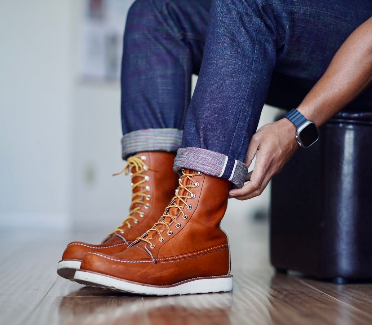 Photo by patinatimes on October 30, 2024 of the Red Wing 8-Inch Classic Moc in S.B. Foot Oro Legacy.