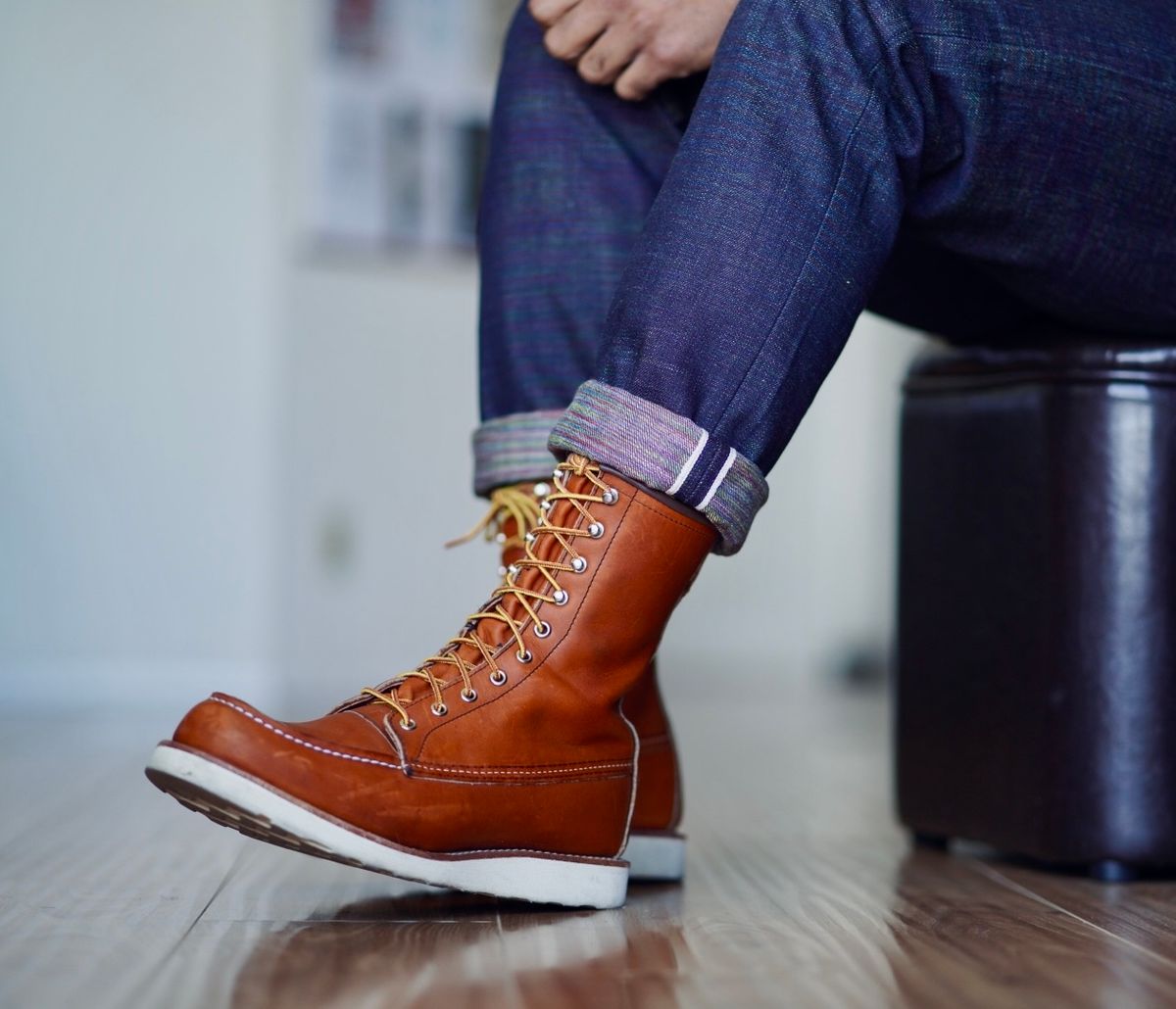 Photo by patinatimes on October 30, 2024 of the Red Wing 8-Inch Classic Moc in S.B. Foot Oro Legacy.