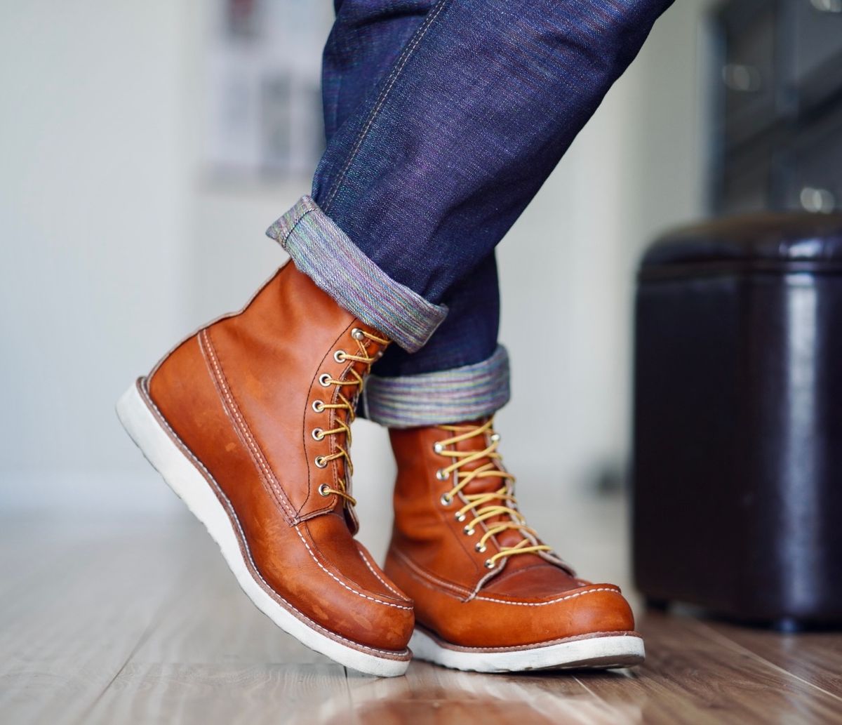 Photo by patinatimes on October 30, 2024 of the Red Wing 8-Inch Classic Moc in S.B. Foot Oro Legacy.