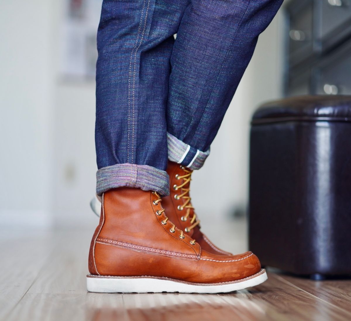 Photo by patinatimes on October 30, 2024 of the Red Wing 8-Inch Classic Moc in S.B. Foot Oro Legacy.