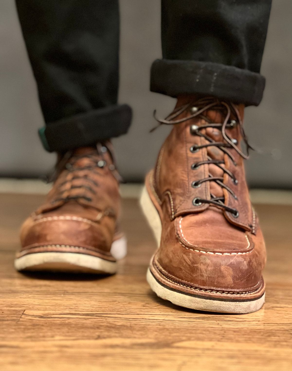 Photo by patinatimes on February 16, 2023 of the Red Wing 6-Inch Classic Moc in S.B. Foot Copper Rough and Tough.