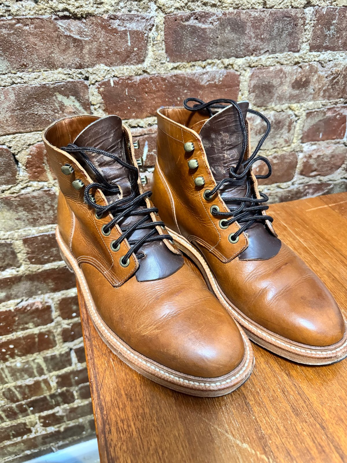 Photo by BootSniffer69 on July 8, 2025 of the Grant Stone Diesel Boot in Badalassi Carlo Saddle Tan Minerva.