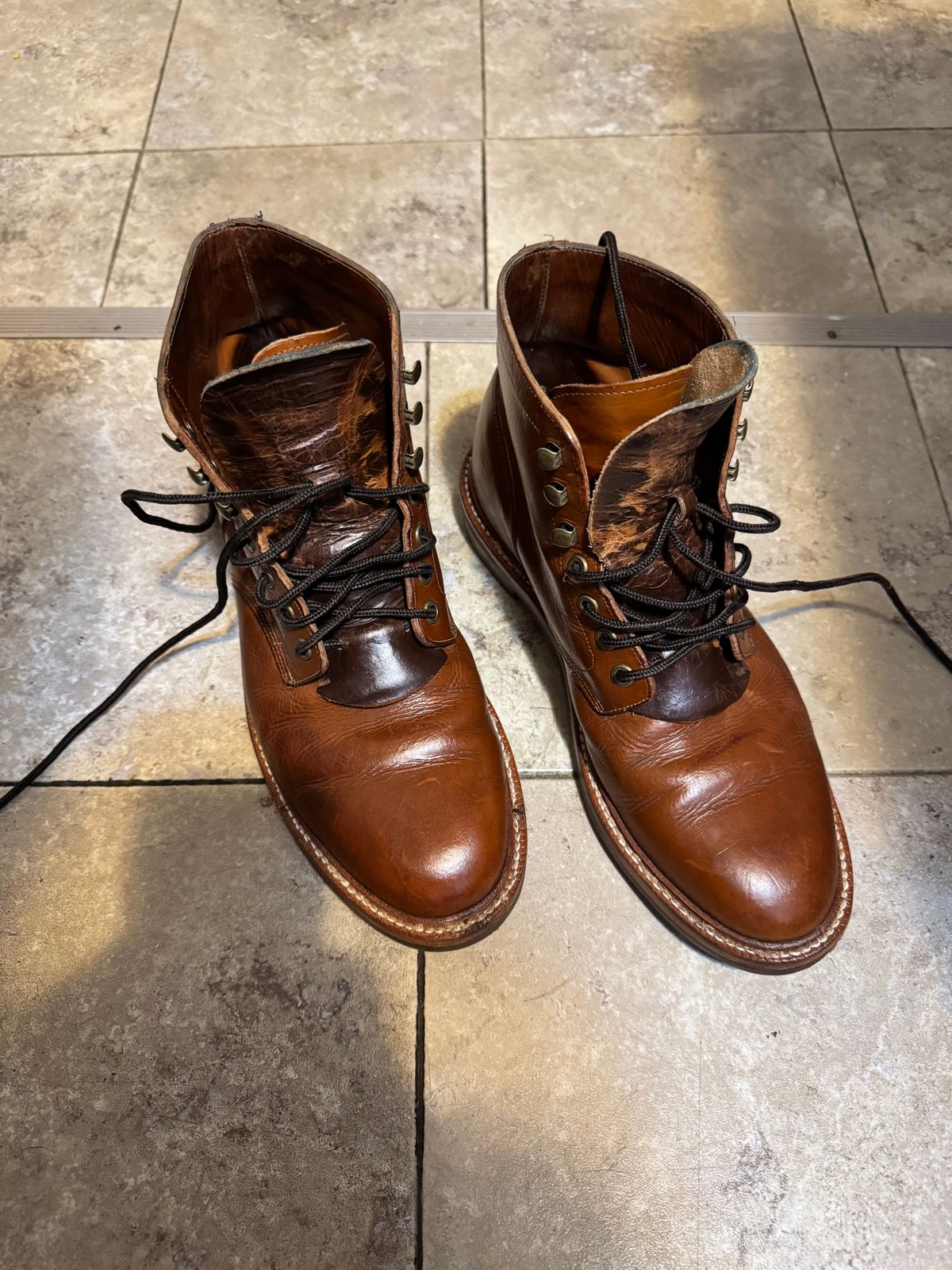 Photo by BootSniffer69 on October 22, 2025 of the Grant Stone Diesel Boot in Badalassi Carlo Saddle Tan Minerva.