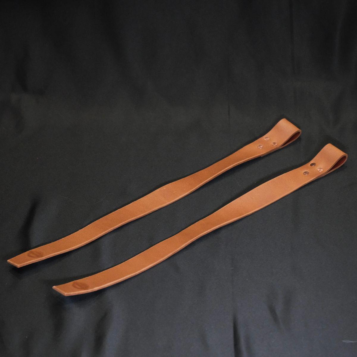 Photo by Call on September 17, 2025 of the Kivinahk Heavy Duty Leather Lifting Straps in MB Pellami Vincenzo Cognac Brown.