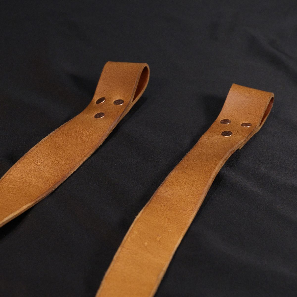 Photo by Call on November 5, 2025 of the Kivinahk Heavy Duty Leather Lifting Straps in MB Pellami Vincenzo Cognac Brown.