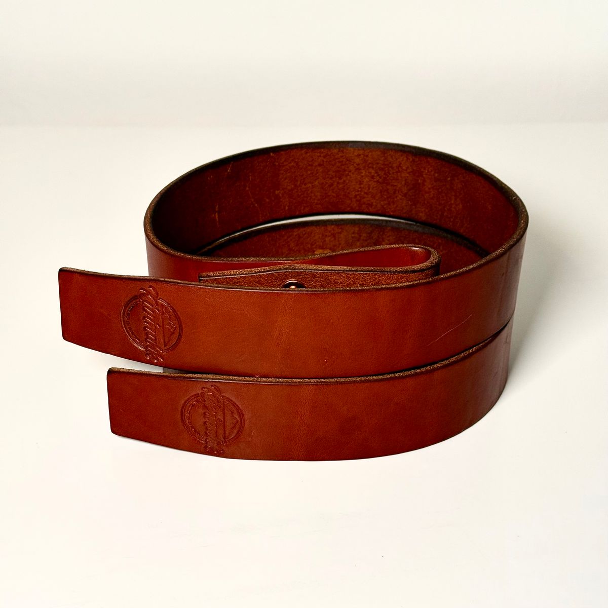 Photo by Call on March 6, 2026 of the Kivinahk Heavy Duty Leather Lifting Straps in MB Pellami Vincenzo Cognac Brown.