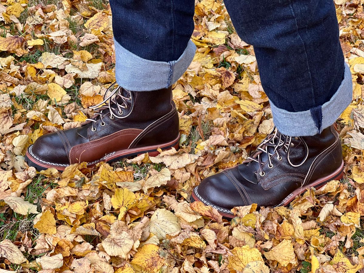 Photo by Call on October 18, 2025 of the Nicks x Rose Anvil ND1 in Horween Brown Waxed Flesh & Seidel 1964 Brown.