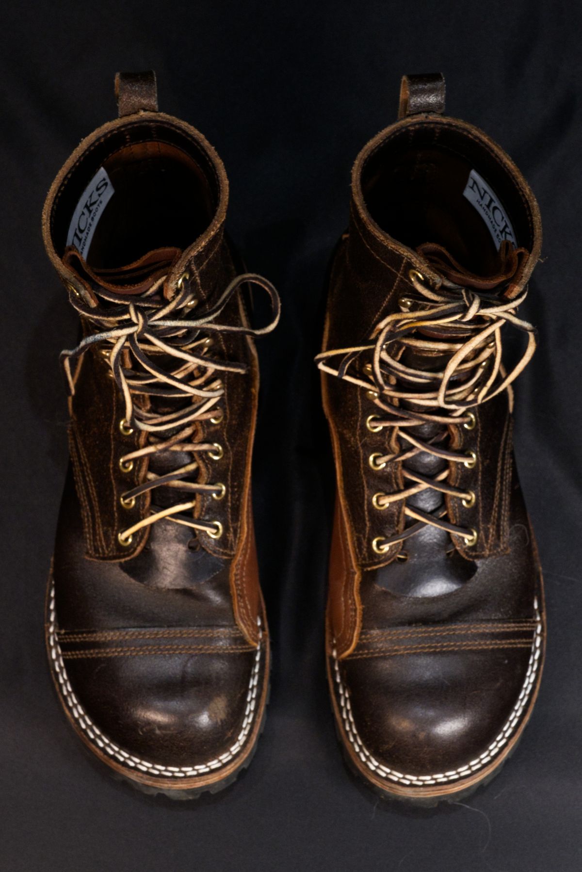 Photo by Call on November 5, 2025 of the Nicks x Rose Anvil ND1 in Horween Brown Waxed Flesh & Seidel 1964 Brown.