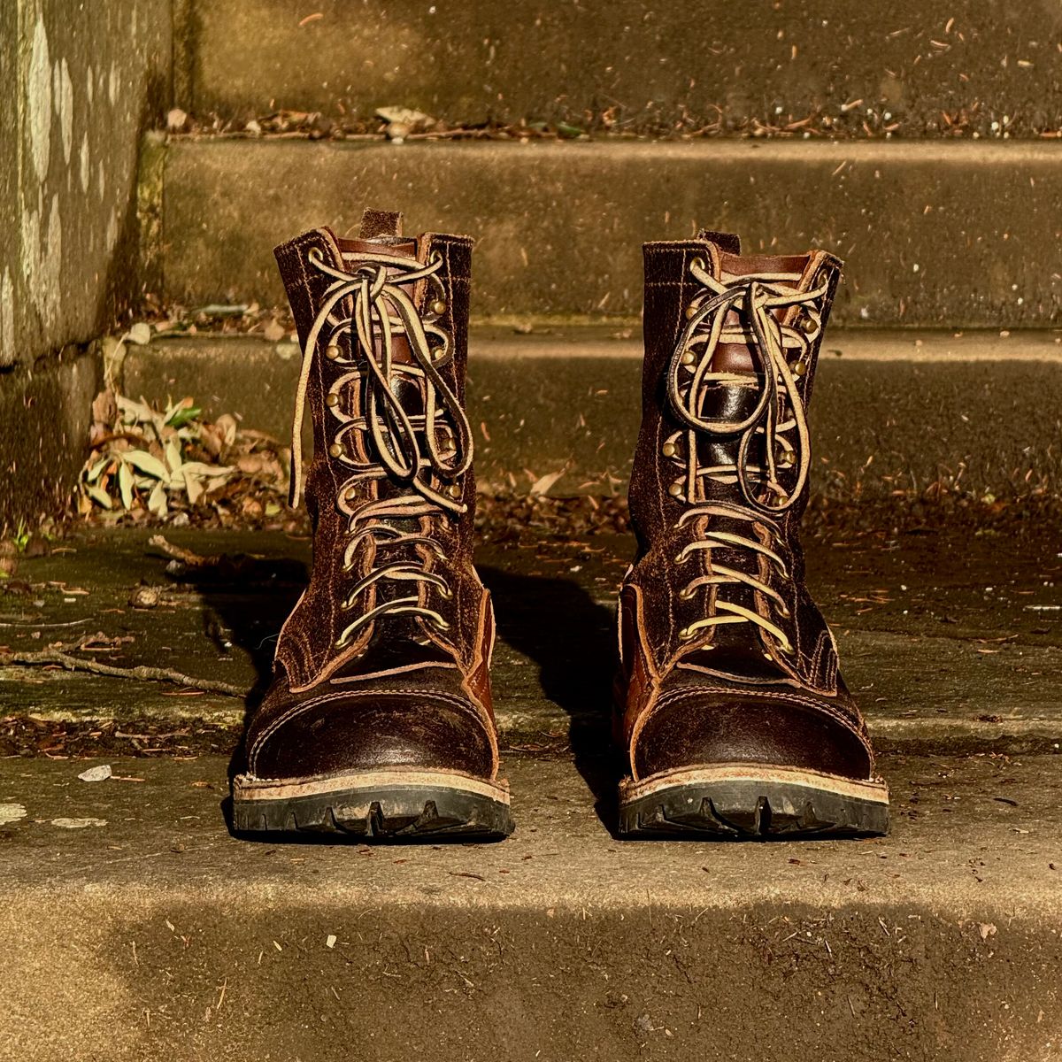 Photo by Call on December 2, 2025 of the Nicks x Rose Anvil ND1 in Horween Brown Waxed Flesh & Seidel 1964 Brown.