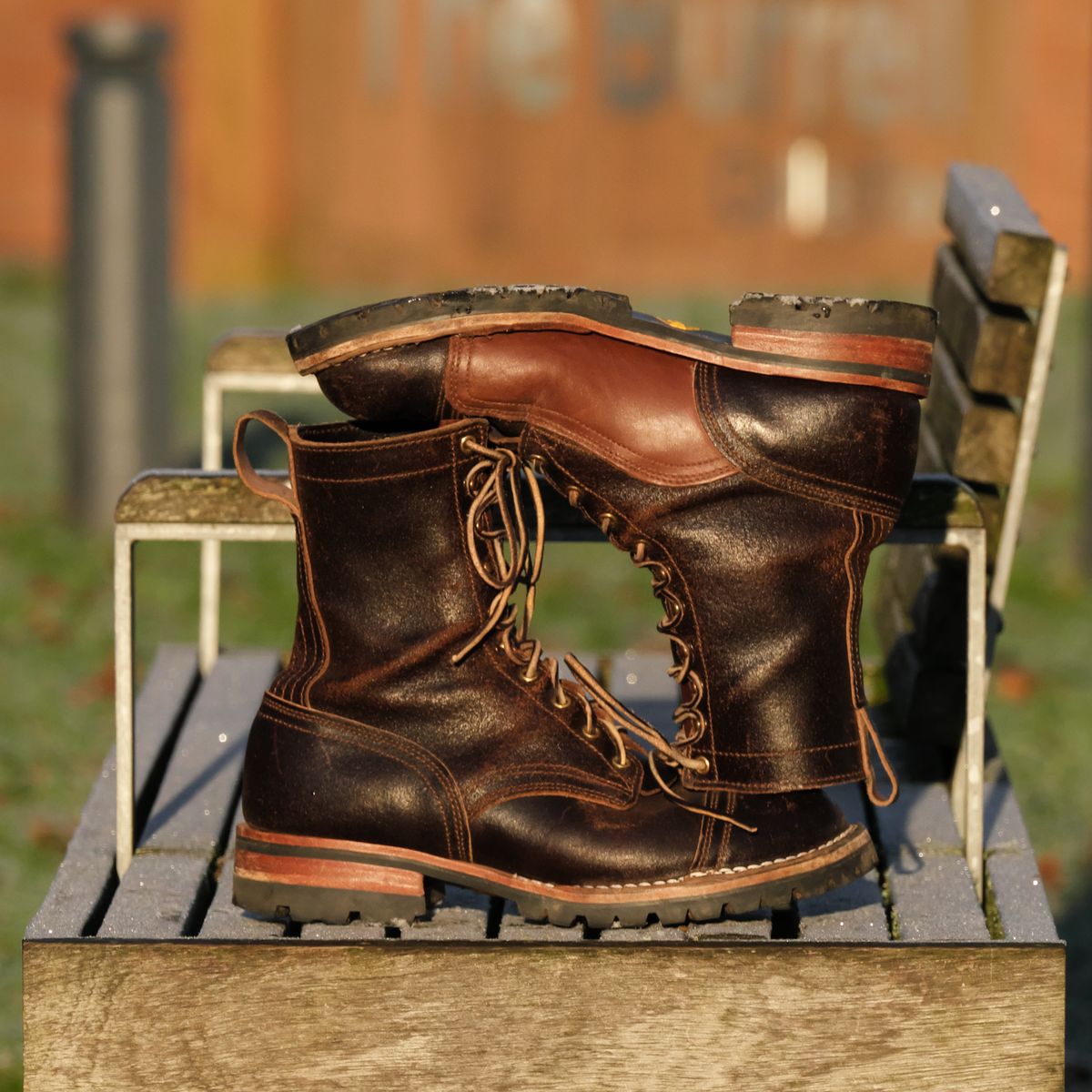 Photo by Call on January 4, 2026 of the Nicks x Rose Anvil ND1 in Horween Brown Waxed Flesh & Seidel 1964 Brown.