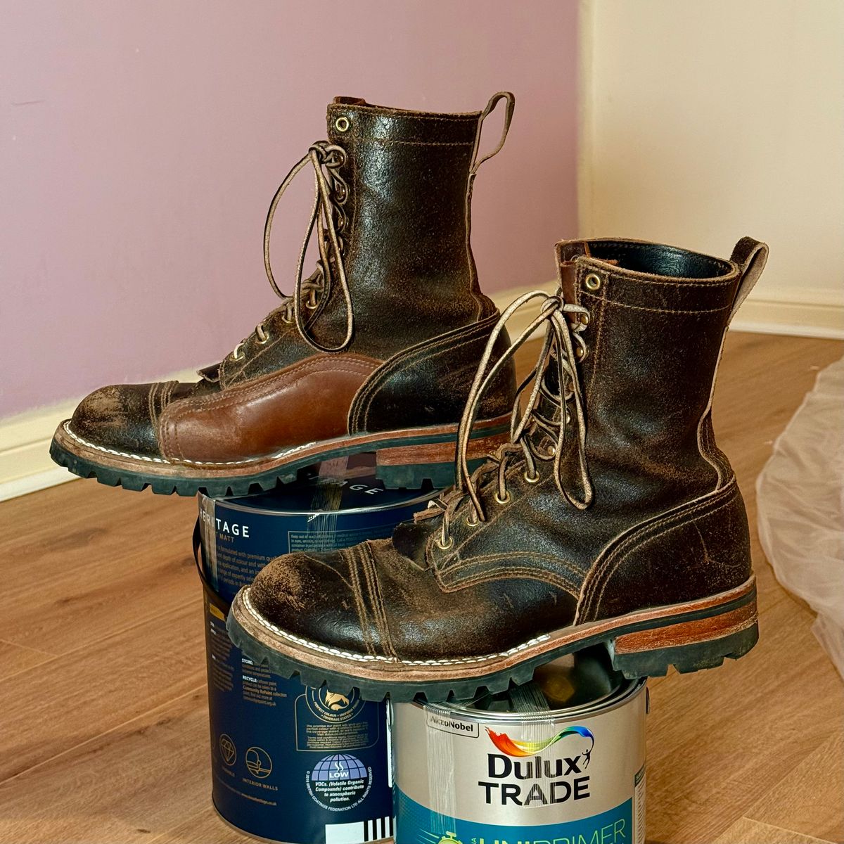 Photo by Call on February 5, 2026 of the Nicks x Rose Anvil ND1 in Horween Brown Waxed Flesh & Seidel 1964 Brown.