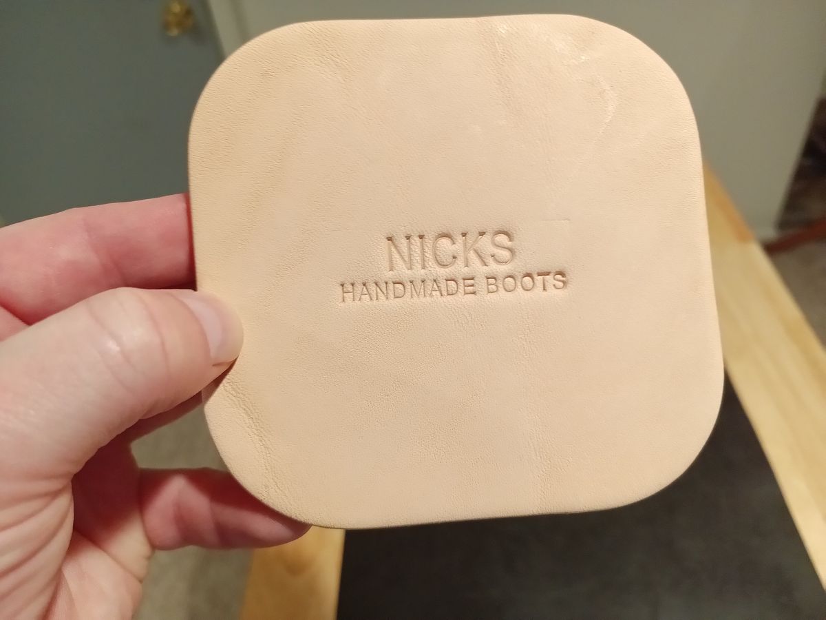 Photo by DaddyBootsEsquire on October 1, 2025 of the Nicks Coaster in Wickett & Craig Natural Veg Tan.