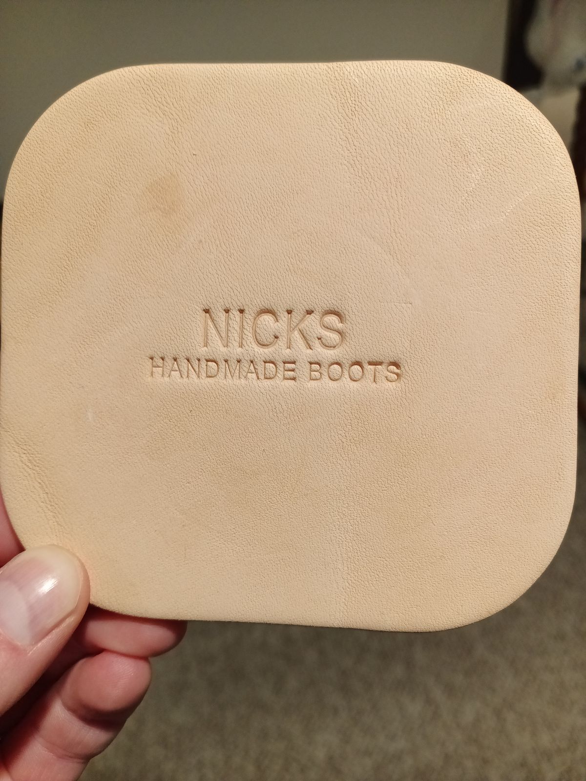 Photo by DaddyBootsEsquire on November 2, 2025 of the Nicks Coaster in Wickett & Craig Natural Veg Tan.