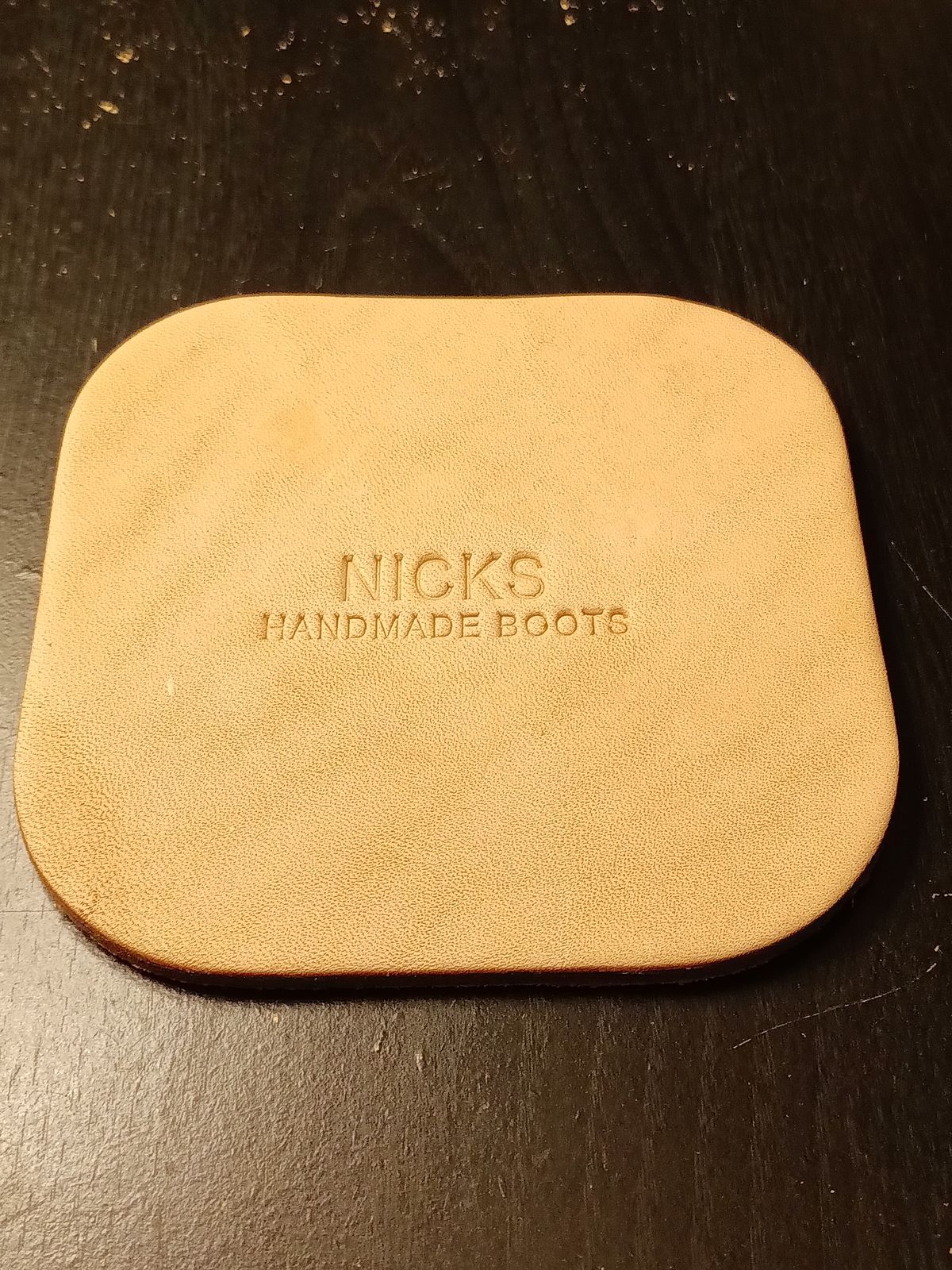 Photo by DaddyBootsEsquire on December 5, 2025 of the Nicks Coaster in Wickett & Craig Natural Veg Tan.