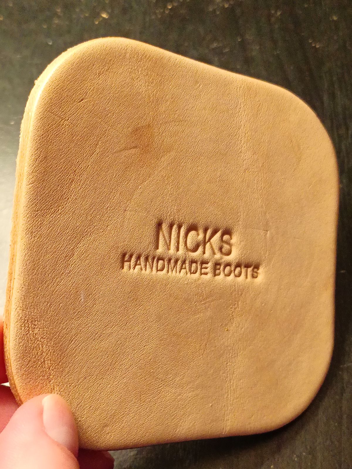 Photo by DaddyBootsEsquire on December 5, 2025 of the Nicks Coaster in Wickett & Craig Natural Veg Tan.