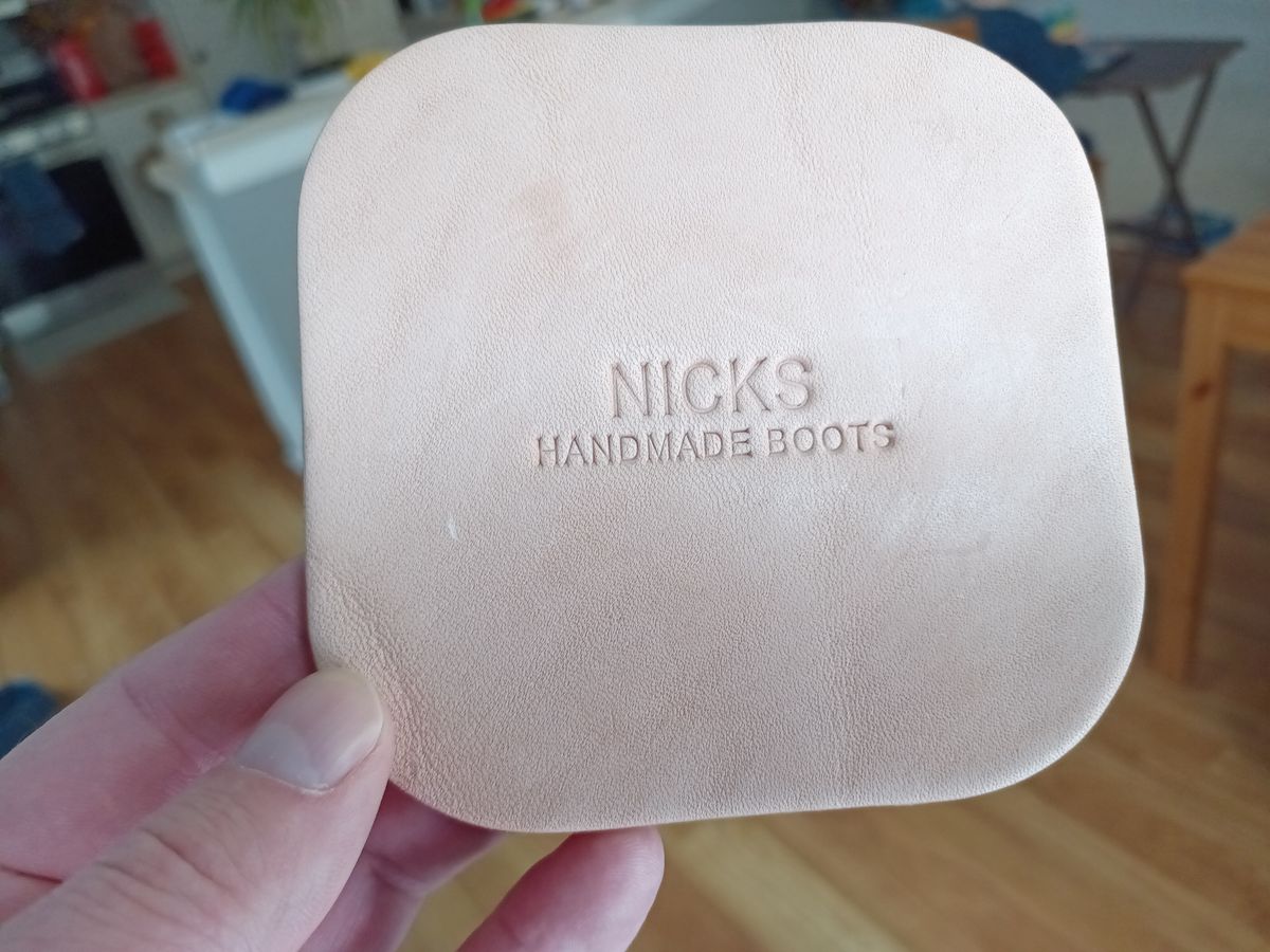 Photo by DaddyBootsEsquire on February 2, 2026 of the Nicks Coaster in Wickett & Craig Natural Veg Tan.