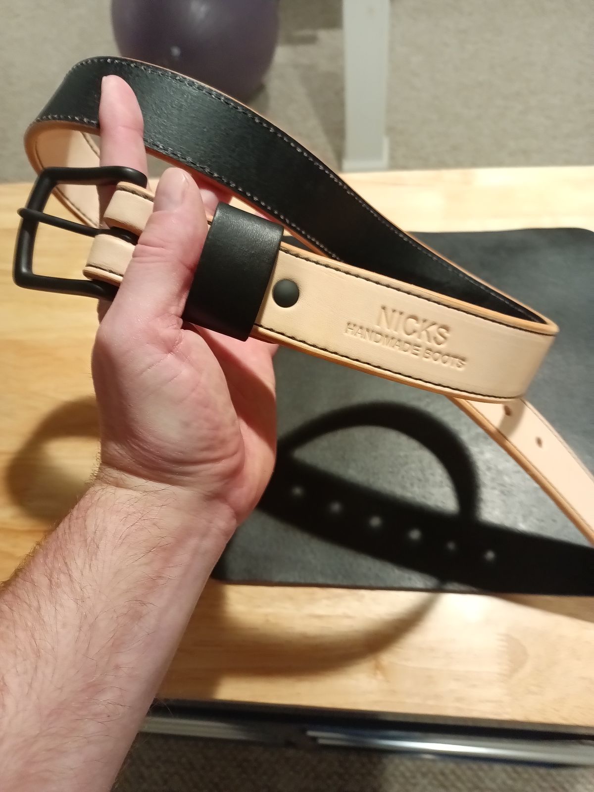 Photo by DaddyBootsEsquire on October 1, 2025 of the Nicks Natural Veg Tan Blackout - Stitched in Wickett & Craig Natural Veg Tan.