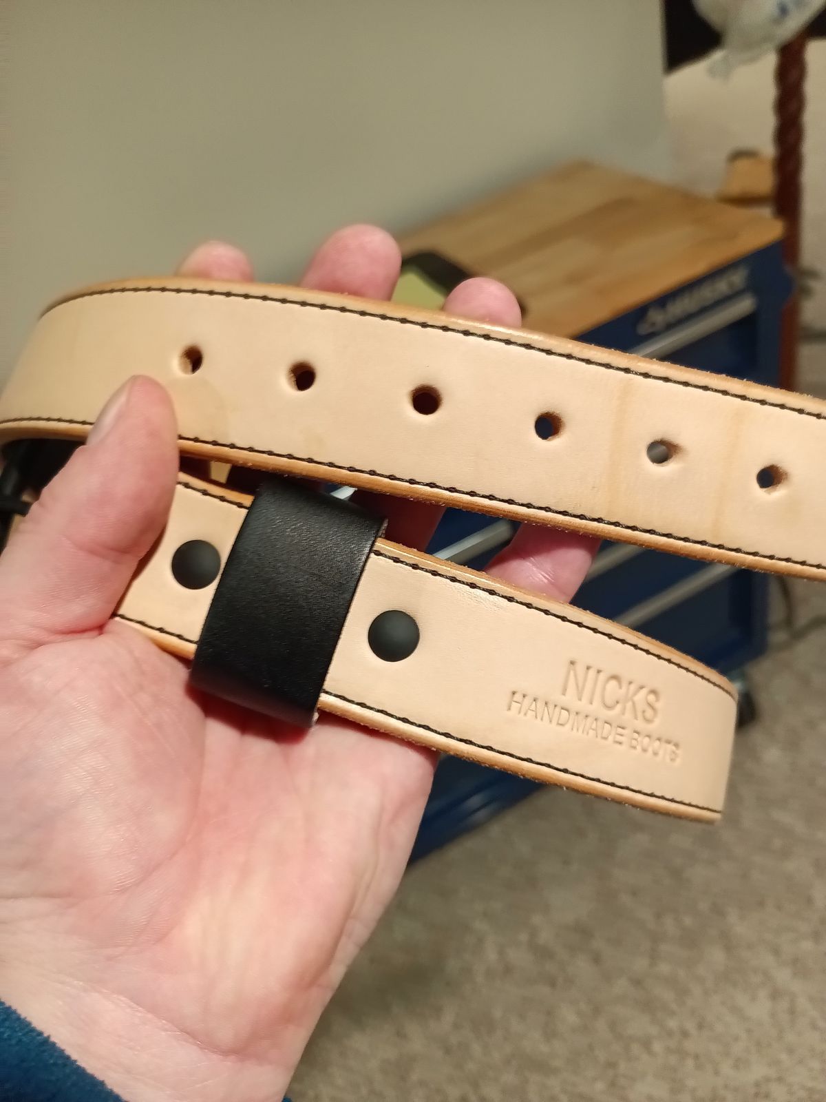 Photo by DaddyBootsEsquire on November 2, 2025 of the Nicks Natural Veg Tan Blackout - Stitched in Wickett & Craig Natural Veg Tan.