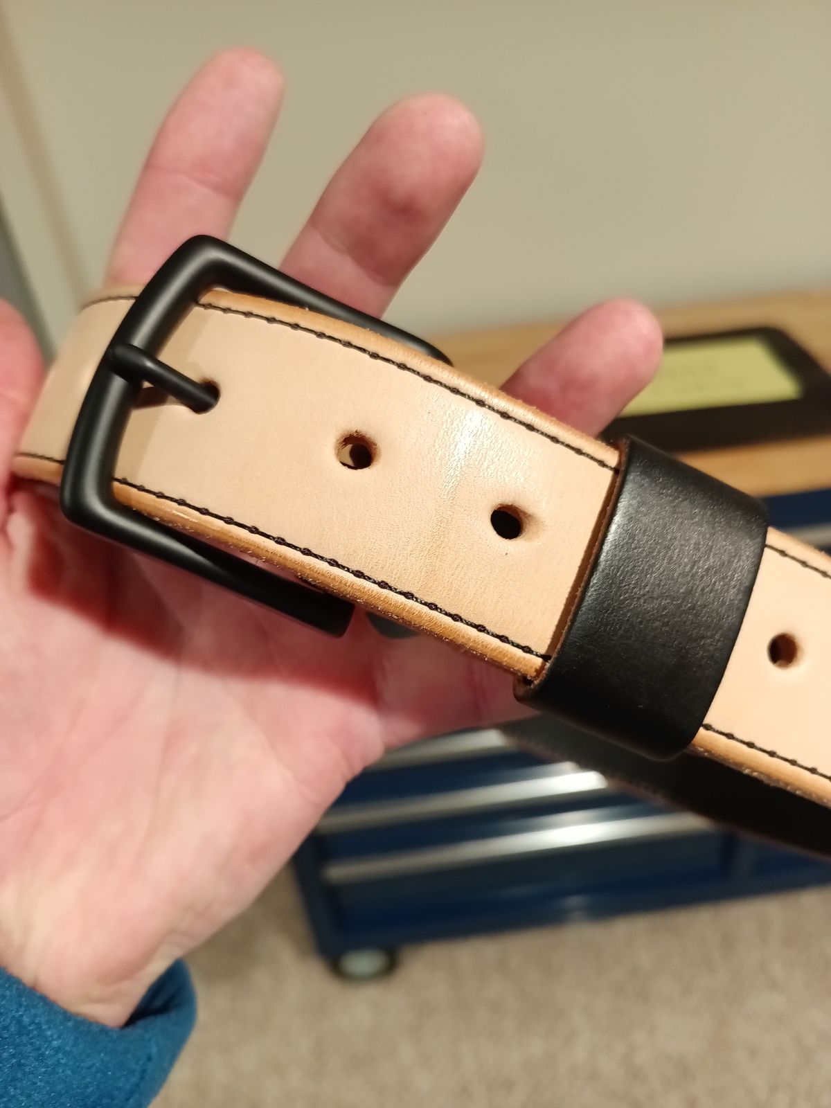 Photo by DaddyBootsEsquire on November 2, 2025 of the Nicks Natural Veg Tan Blackout - Stitched in Wickett & Craig Natural Veg Tan.