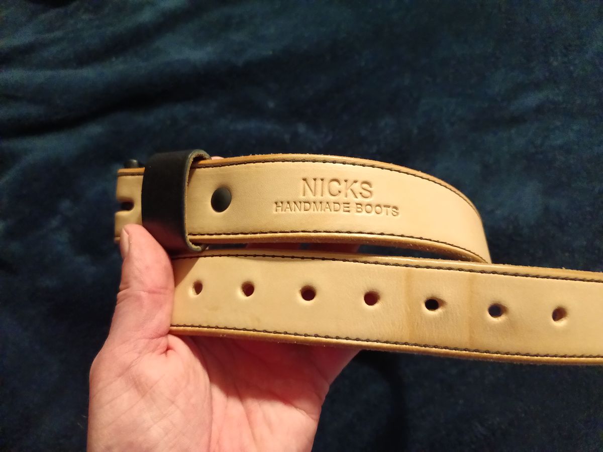 Photo by DaddyBootsEsquire on January 5, 2026 of the Nicks Natural Veg Tan Blackout - Stitched in Wickett & Craig Natural Veg Tan.