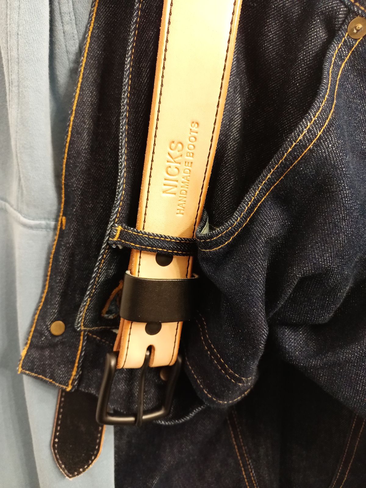 Photo by DaddyBootsEsquire on January 5, 2026 of the Nicks Natural Veg Tan Blackout - Stitched in Wickett & Craig Natural Veg Tan.