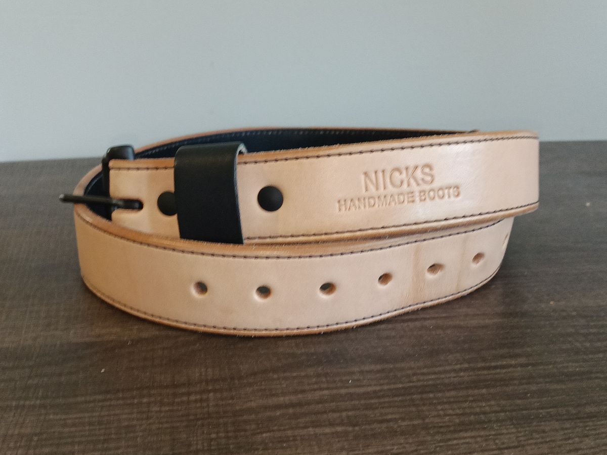 Photo by DaddyBootsEsquire on April 3, 2026 of the Nicks Natural Veg Tan Blackout - Stitched in Wickett & Craig Natural Veg Tan.