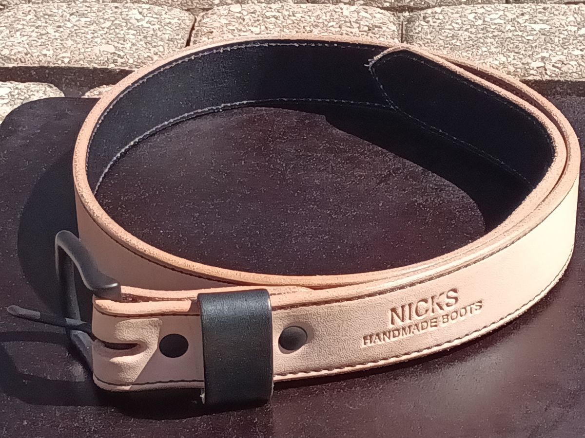 Photo by DaddyBootsEsquire on April 3, 2026 of the Nicks Natural Veg Tan Blackout - Stitched in Wickett & Craig Natural Veg Tan.