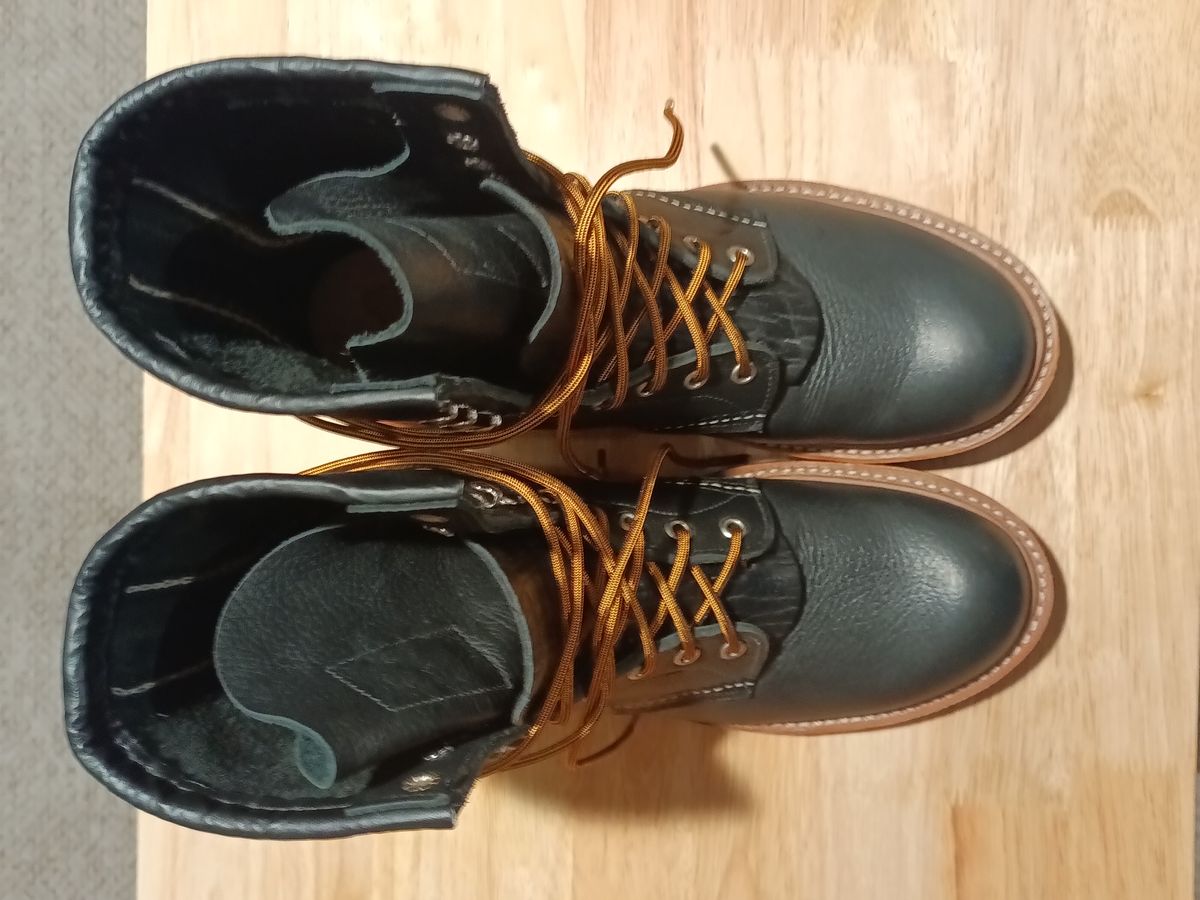 Photo by DaddyBootsEsquire on October 1, 2025 of the Red Wing Red Wing / 4501 Logger in Red Wing / S.B. Foot Black Oil Slick.