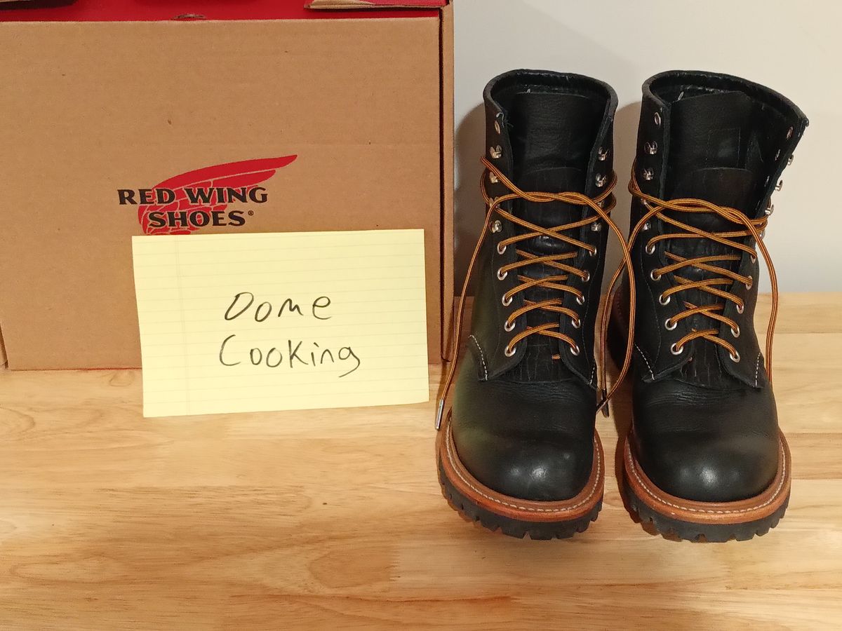 Photo by DaddyBootsEsquire on November 2, 2025 of the Red Wing Red Wing / 4501 Logger in Red Wing / S.B. Foot Black Oil Slick.