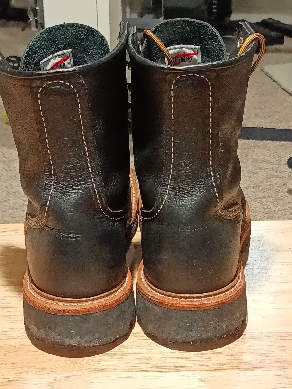 Photo by DaddyBootsEsquire on March 5, 2026 of the Red Wing Red Wing / 4501 Logger in Red Wing / S.B. Foot Black Oil Slick.