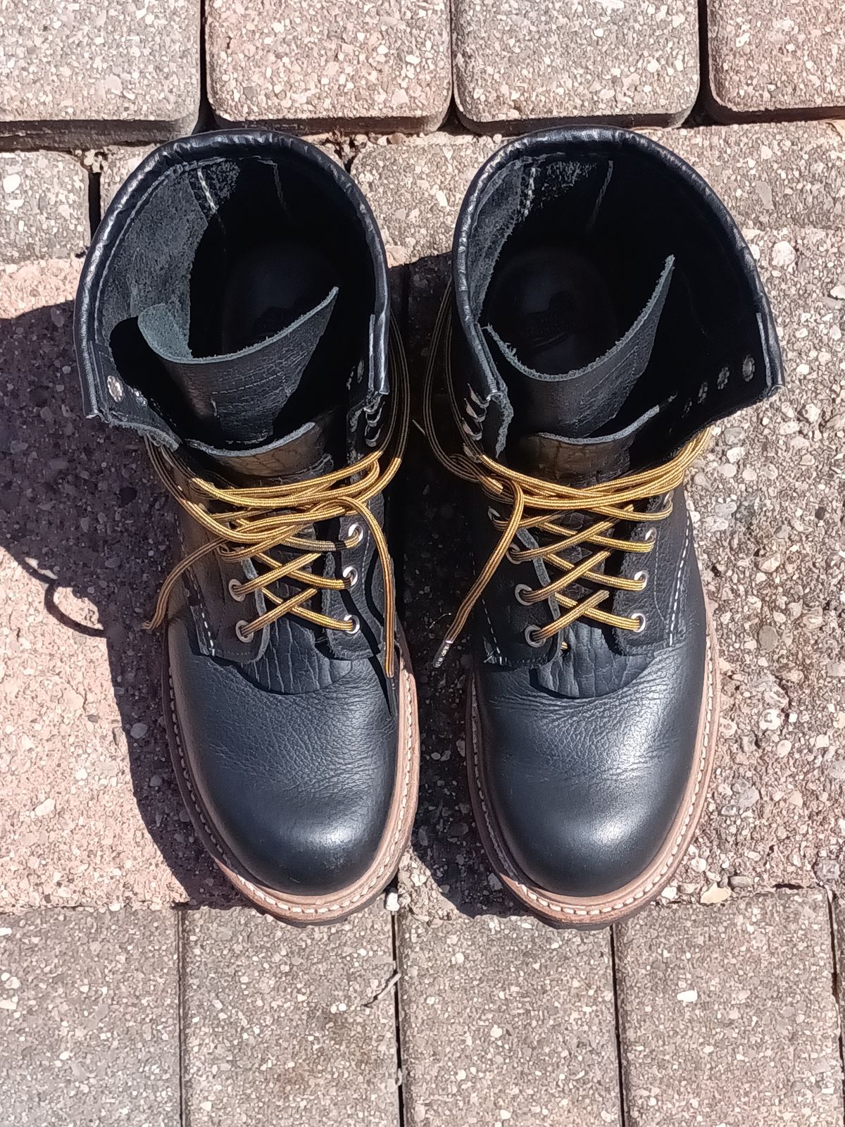 Photo by DaddyBootsEsquire on April 3, 2026 of the Red Wing Red Wing / 4501 Logger in Red Wing / S.B. Foot Black Oil Slick.
