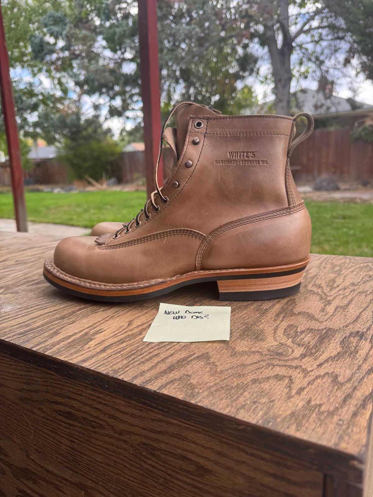 Photo by radkyle on October 1, 2025 of the White's 350 Cutter in Horween Natural Chromexcel.