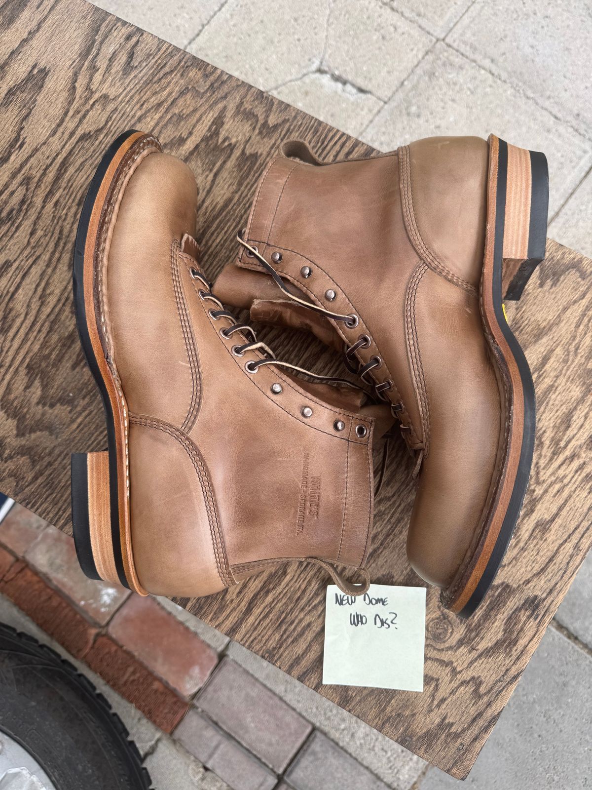 Photo by radkyle on October 1, 2025 of the White's 350 Cutter in Horween Natural Chromexcel.