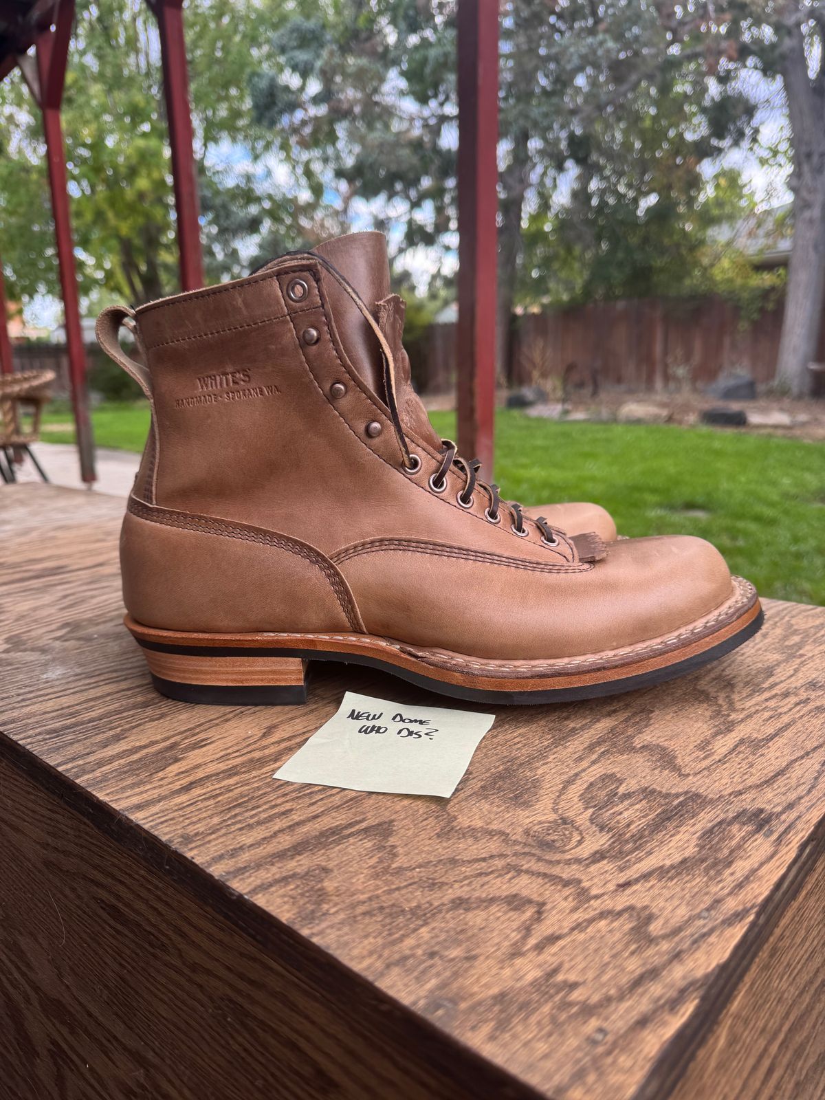 Photo by radkyle on October 1, 2025 of the White's 350 Cutter in Horween Natural Chromexcel.