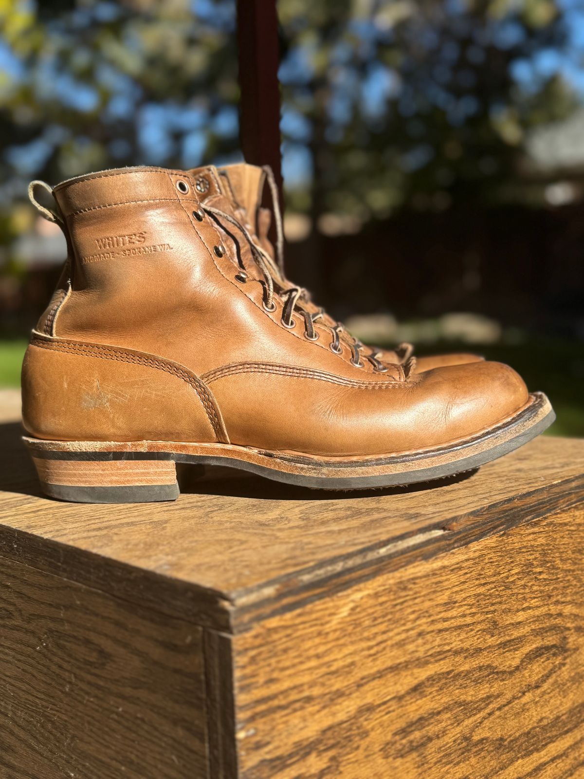 Photo by radkyle on November 1, 2025 of the White's 350 Cutter in Horween Natural Chromexcel.