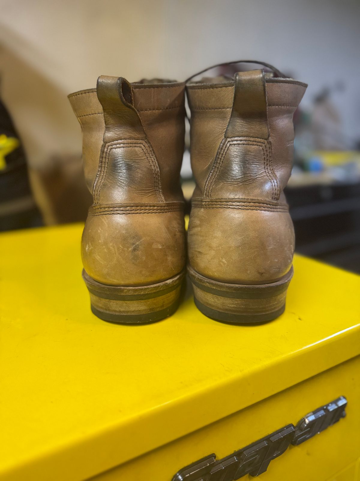 Photo by radkyle on December 6, 2025 of the White's 350 Cutter in Horween Natural Chromexcel.