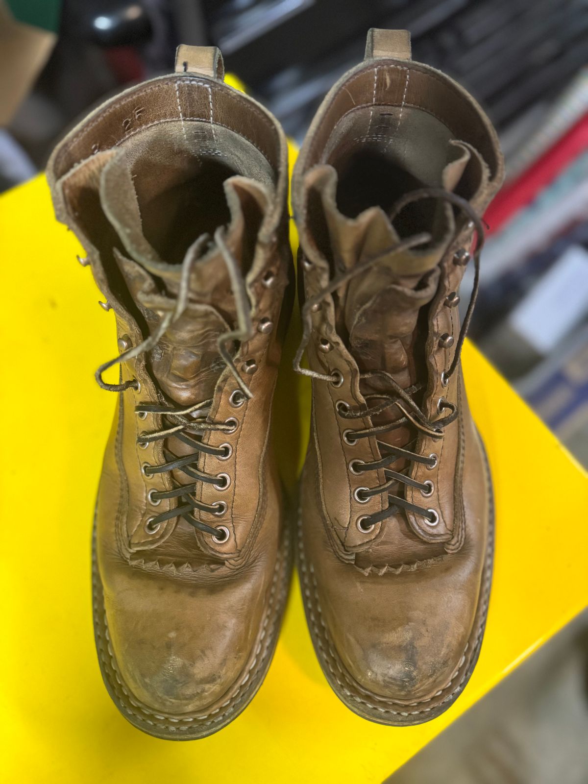 Photo by radkyle on December 6, 2025 of the White's 350 Cutter in Horween Natural Chromexcel.