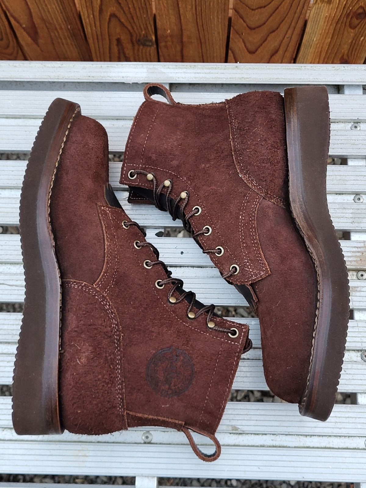 Photo by Max on October 1, 2024 of the Frank's Boots Rainier in Mocha Roughout.
