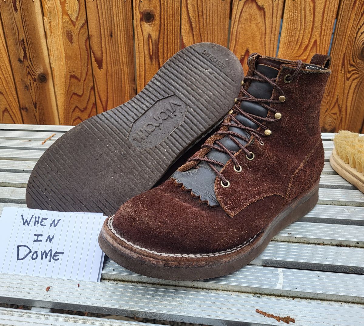 Photo by Max on November 3, 2024 of the Frank's Boots Rainier in Mocha Roughout.