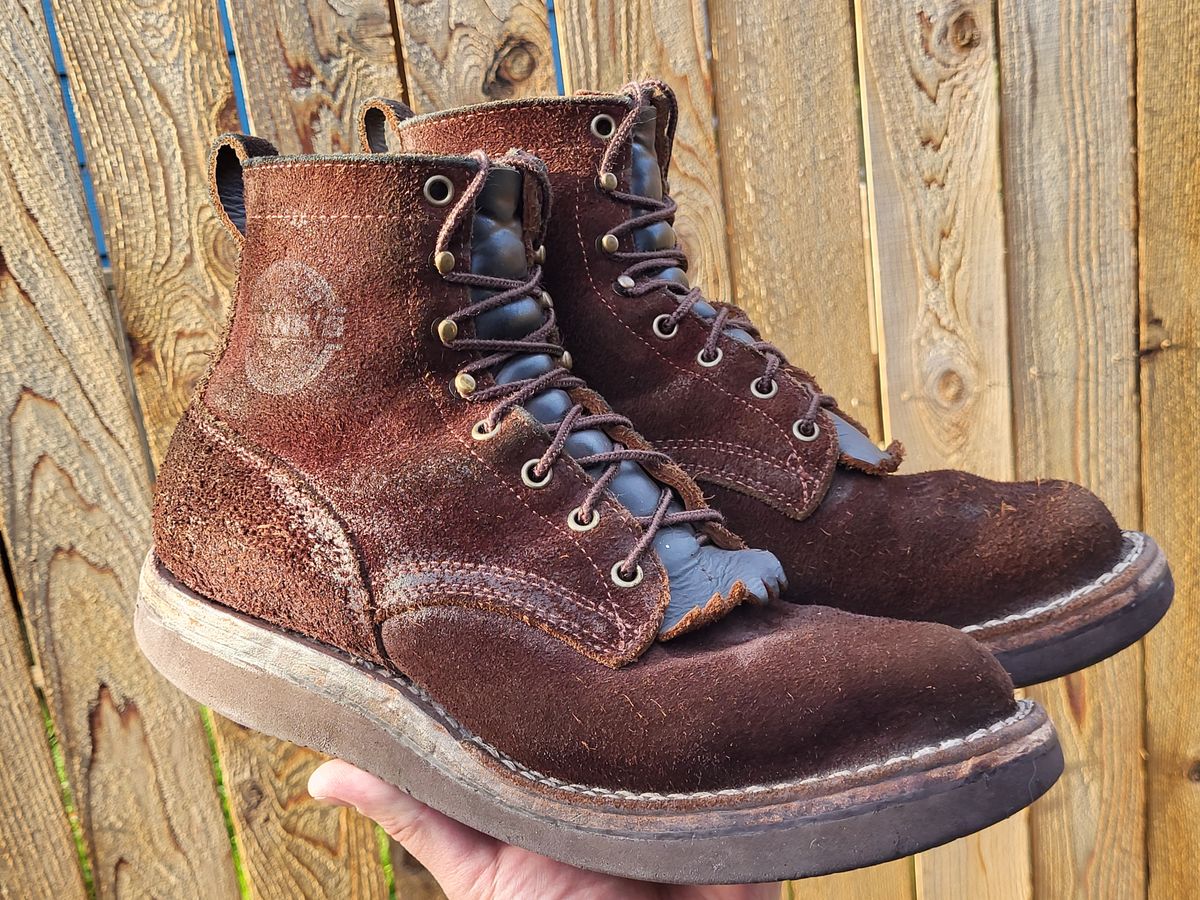 Photo by Max on April 16, 2025 of the Frank's Boots Rainier in Mocha Roughout.