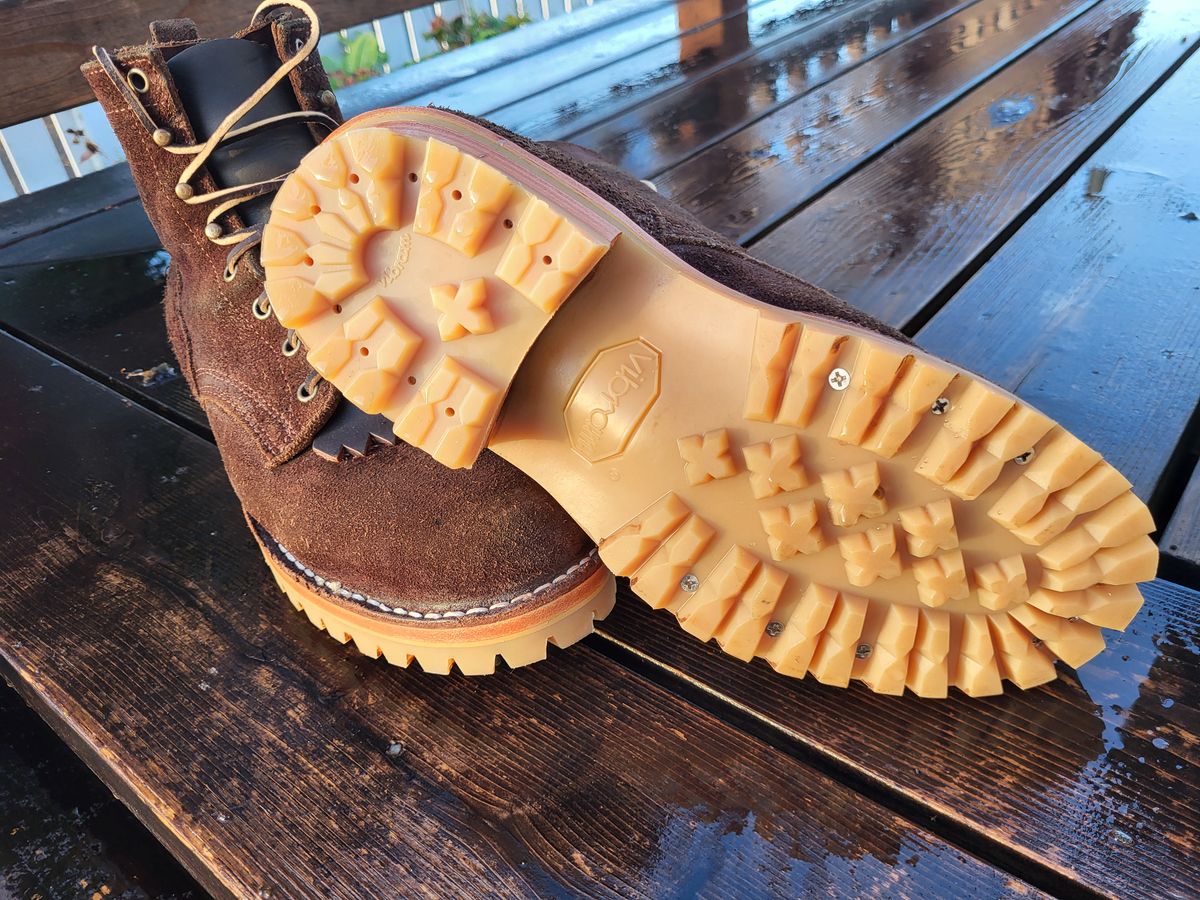 Photo by Max on October 17, 2025 of the Frank's Boots Rainier in Mocha Roughout.