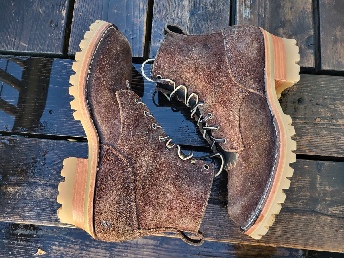 Photo by Max on October 17, 2025 of the Frank's Boots Rainier in Mocha Roughout.