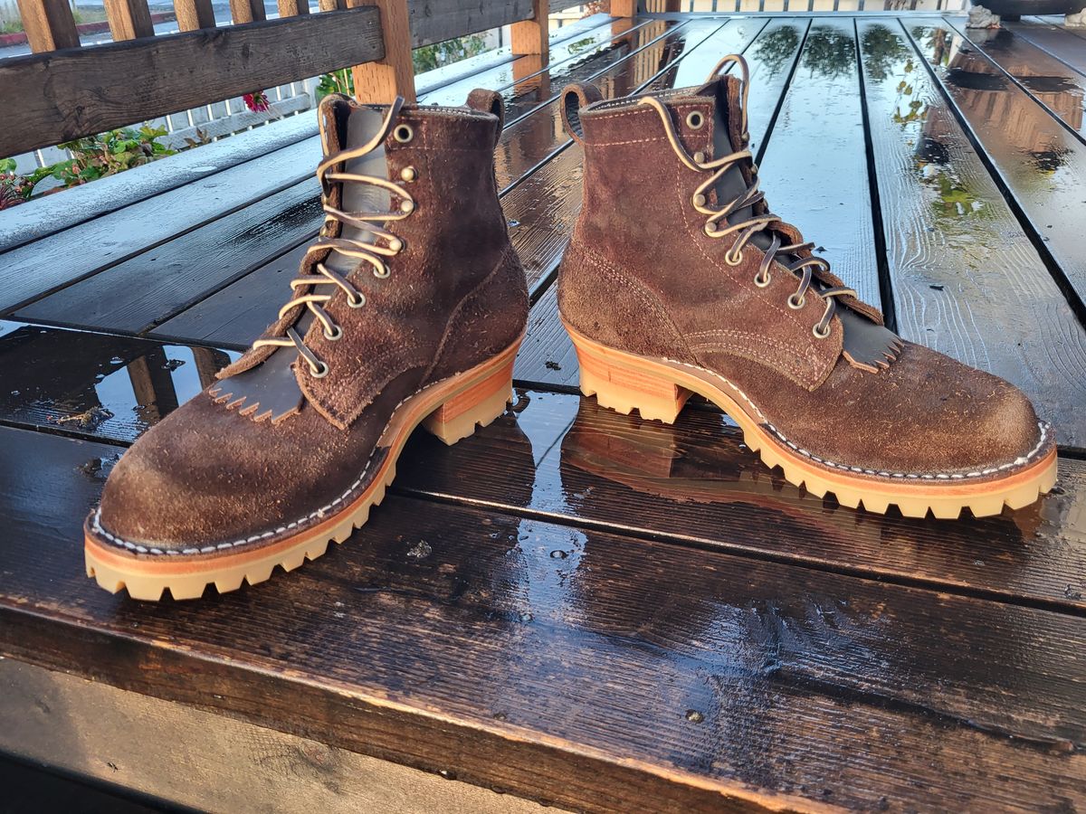 Photo by Max on October 17, 2025 of the Frank's Boots Rainier in Mocha Roughout.