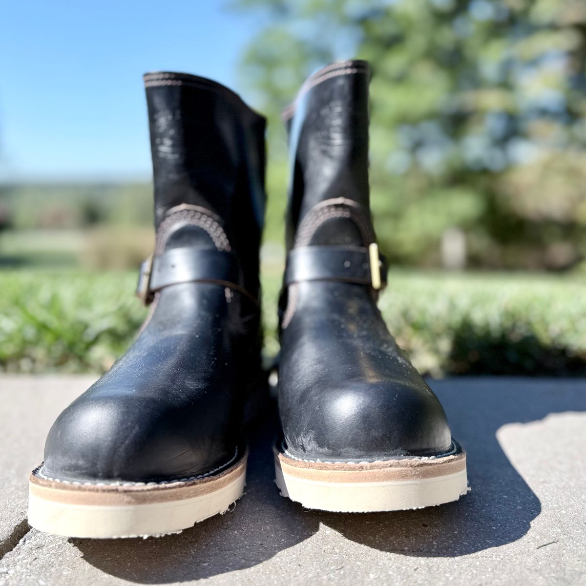 Photo by rmgman on October 5, 2025 of the Wesco Boss Engineer Collaboration With Black Bear Brand in Horween Black Chromexcel.