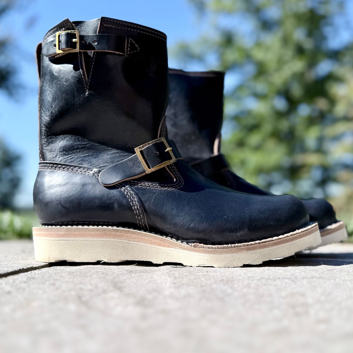 Photo by rmgman on October 5, 2025 of the Wesco Boss Engineer Collaboration With Black Bear Brand in Horween Black Chromexcel.