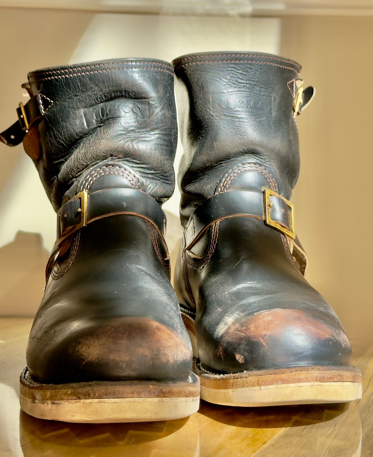 Photo by rmgman on April 5, 2026 of the Wesco Boss Engineer Collaboration With Black Bear Brand in Horween Black Chromexcel.