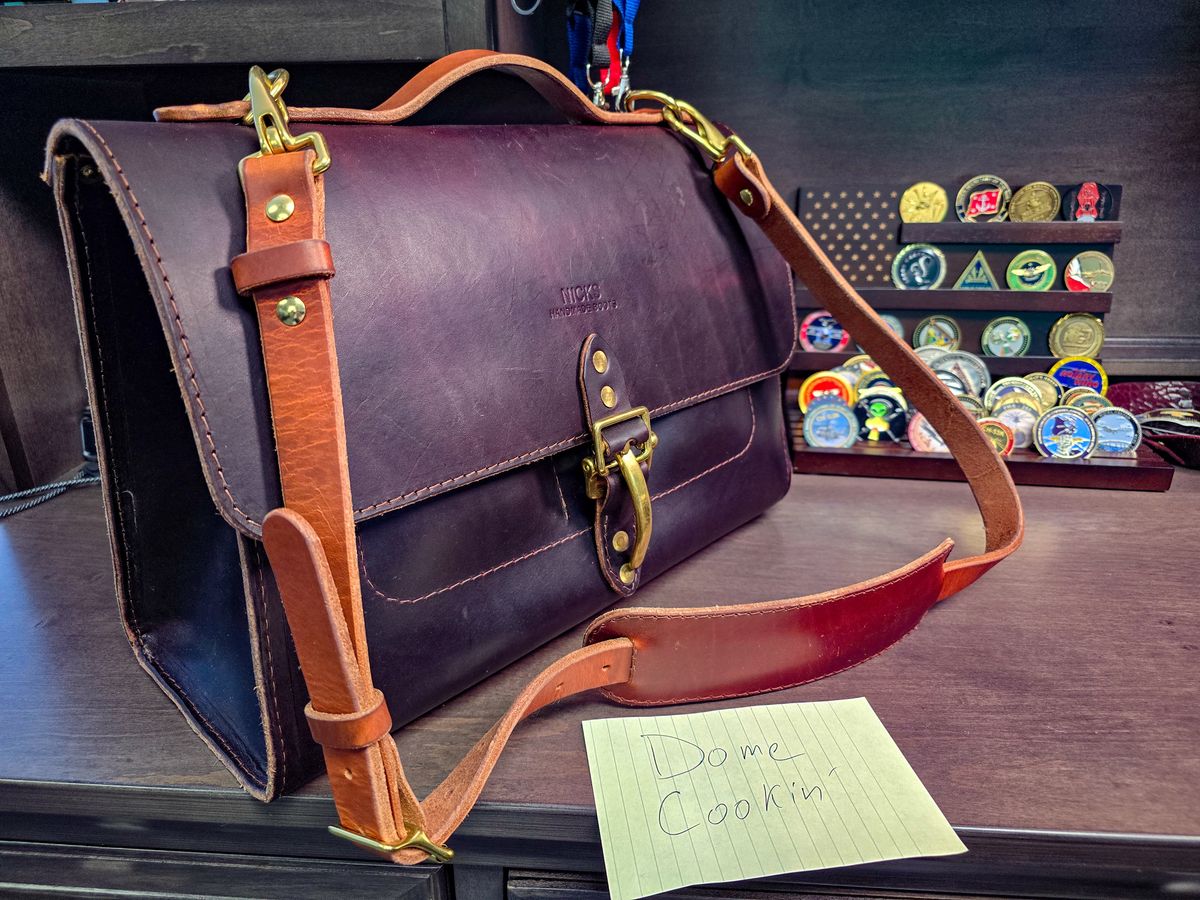 Photo by fallabel on November 4, 2025 of the Nicks Travel Bag in Wickett & Craig Burgundy Double Stuffed.